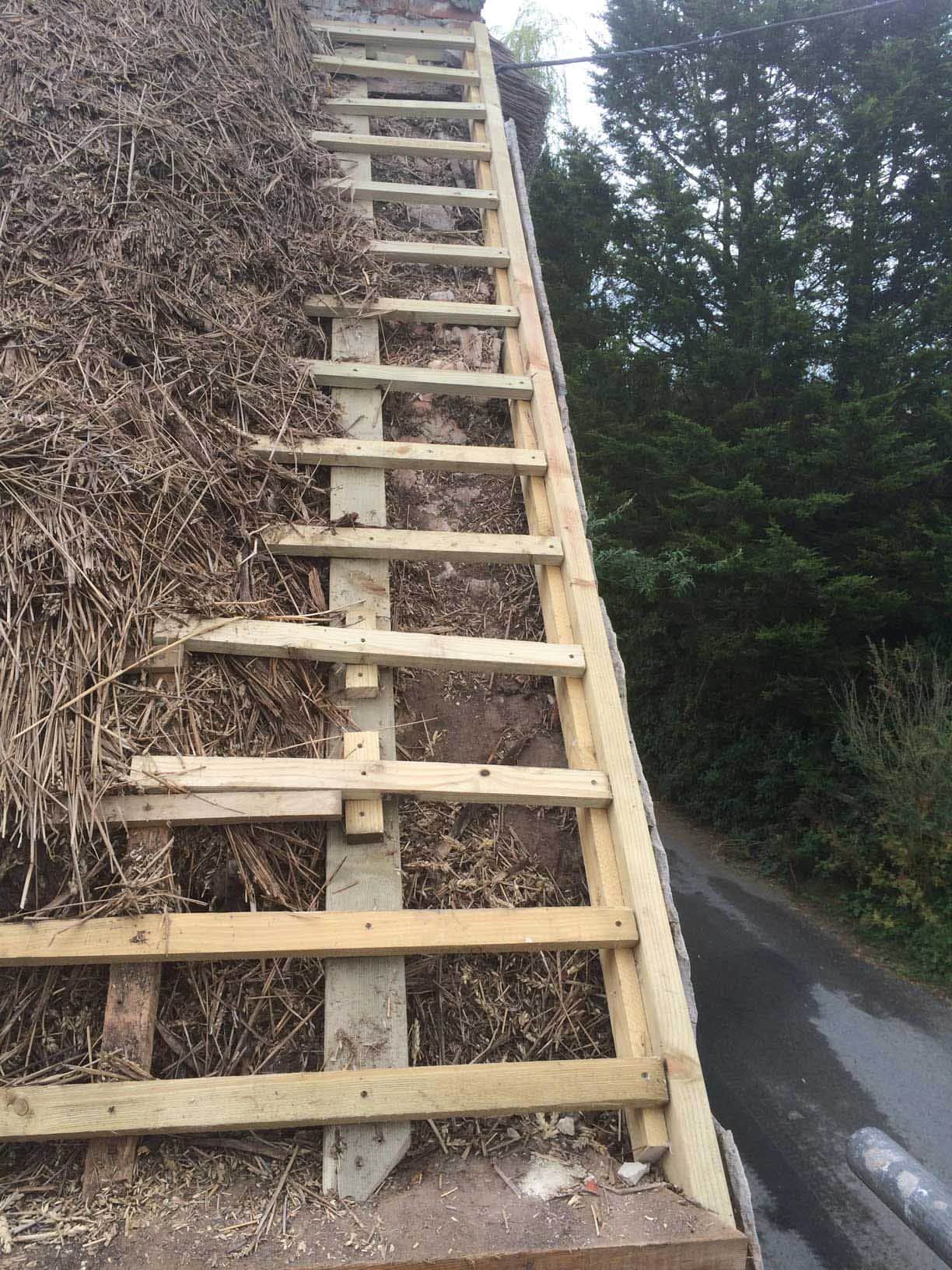 Dressing the thatch to achieve the perfect shape and density.